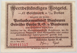 GERMANY 0.42 GOLDMARK 1/10 DOLLAR 1923 BLAUBEUREN #alb002 0237 - Deutsche Golddiskontbank