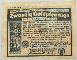 GERMANY 20 GOLDPFENNIGE 1923 SCHLESIEN #alb008 0241 - Deutsche Golddiskontbank