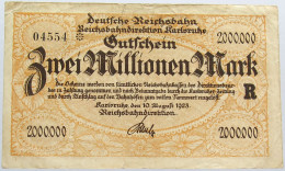 GERMANY 2 MILLIONEN MARK REICHSBAHN #alb004 0369 - 2 Mio. Mark