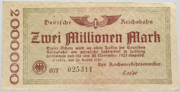 GERMANY 2 MILLIONEN MARK REICHSBAHN #alb004 0011 - 2 Millionen Mark