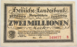 GERMANY 2 MILLIONEN MARK 1923 HESSEN #alb004 0505 - 2 Mio. Mark