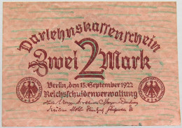 GERMANY 2 MARK 1922 #alb020 0133 - 2 Mark