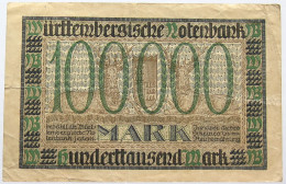 GERMANY 100000 MARK 1923 WURTTENBERG #alb066 0145 - 100000 Mark