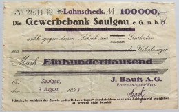 GERMANY 100000 MARK 1923 SAULGAU #alb002 0385 - 100000 Mark