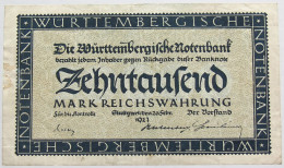 GERMANY 10000 MARK 1923 WURTTEMBERG #alb010 0001 - 10.000 Mark