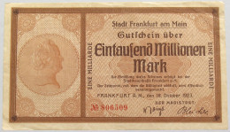 GERMANY 1000 MILLIONEN MARK 1923 FRANKFURT AM MAIN #alb010 0147 - 1 Miljard Mark