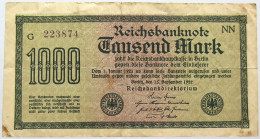 GERMANY 1000 MARK 1922 #alb066 0137 - 1.000 Mark