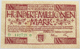 GERMANY 100 MILLIONEN MARK HESSEN #alb004 0035 - 100 Millionen Mark
