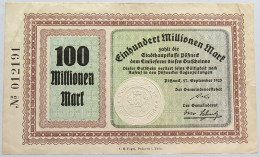 GERMANY 100 MILLIONEN MARK 1923 POSSNECK #alb003 0161 - 100 Miljoen Mark