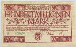 GERMANY 100 MILLIONEN MARK 1923 HESSEN #alb004 0143 - 100 Mio. Mark