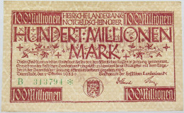 GERMANY 100 MILLIONEN MARK 1923 HESSEN #alb004 0147 - 100 Millionen Mark