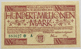 GERMANY 100 MILLIONEN MARK 1923 HESSEN #alb008 0019 - 100 Millionen Mark