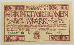 GERMANY 100 MILLIONEN MARK 1923 HESSEN #alb008 0019 - 100 Mio. Mark