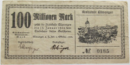 GERMANY 100 MILLIONEN MARK 1923 ELLWANGEN #alb002 0259 - 100 Millionen Mark