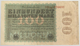 GERMANY 100 MILLIONEN MARK 1923 #alb066 0375 - 100 Miljoen Mark