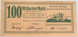 GERMANY 100 MILLIARDEN MARK 1923 ELLWANGEN #alb002 0289 - 100 Milliarden Mark