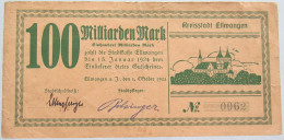 GERMANY 100 MILLIARDEN MARK 1923 ELLWANGEN #alb002 0287 - 100 Miljard Mark