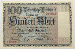 GERMANY 100 MARK MARK 1922 BAYERN #alb008 0139 - 100 Mark