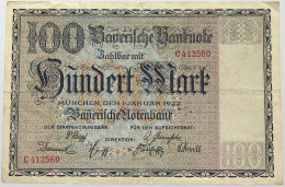 GERMANY 100 MARK 1922 BAYERN #alb008 0147 - 100 Mark