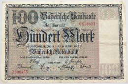 GERMANY 100 MARK 1922 BAYERN #alb010 0017 - 100 Mark