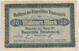 GERMANY 50 MILLIONEN MARK 1923 BAYERN #alb008 0115 - 50 Miljoen Mark