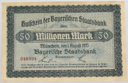 GERMANY 50 MILLIONEN MARK 1923 BAYERN #alb008 0113 - 50 Miljoen Mark