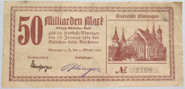 GERMANY 50 MILLIARDEN MARK 1923 ELLWANGEN #alb002 0283 - 50 Milliarden Mark