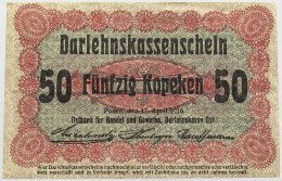 GERMANY 50 KOPEKS DARLEHNSKASSE OST POSEN 1916 #alb002 0161 - Other & Unclassified