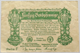 GERMANY 50 GOLDPFENNIGE 1923 SCHLESIEN #alb008 0245 - Deutsche Golddiskontbank