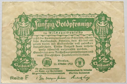 GERMANY 50 GOLDPFENNIGE 1923 SCHLESIEN #alb008 0245 - Deutsche Golddiskontbank