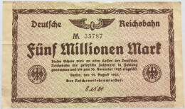 GERMANY 5 MILLIONEN MARK REICHSBAHN #alb004 0009 - 5 Miljoen Mark