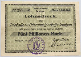 GERMANY 5 MILLIONEN MARK 1923 SAULGAU #alb002 0473 - 5 Mio. Mark