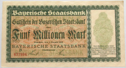 GERMANY 5 MILLIONEN MARK 1923 BAYERN #alb008 0075 - 5 Miljoen Mark