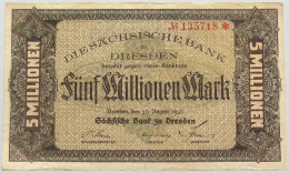 GERMANY 5 MILLIONEN MARK 1923 DRESDEN #alb010 0155 - 5 Miljoen Mark