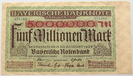 GERMANY 5 MILLIONEN MARK 1923 BAYERN #alb008 0143 - 5 Miljoen Mark