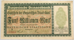 GERMANY 5 MILLIONEN MARK 1923 BAYERN #alb008 0071 - 5 Mio. Mark