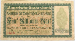 GERMANY 5 MILLIONEN MARK 1923 BAYERN #alb008 0065 - 5 Mio. Mark