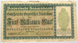 GERMANY 5 MILLIONEN 1923 BAVARIA #alb067 0335 - 5 Mio. Mark