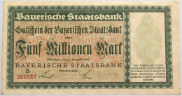 GERMANY 5 MILLIONEN MARK 1923 BAYERN #alb008 0079 - 5 Mio. Mark