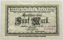 GERMANY 5 MARK 1919 AUGSBURG #alb003 0493 - 2 Mark