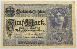 GERMANY 5 MARK 1917 #alb013 0101 - 5 Mark