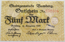 GERMANY 5 MARK 1918 BAMBERG #alb003 0465 - 5 Mark