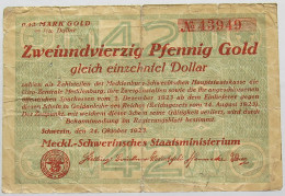 GERMANY 42 GOLDPFENNIG 1923 MECKLENBURG #alb008 0199 - Deutsche Golddiskontbank