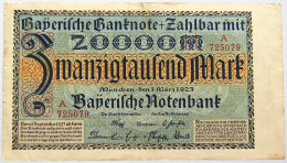 GERMANY 20000 MARK 1923 BAVARIA #alb067 0323 - 20.000 Mark