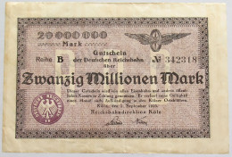 GERMANY 20 MILLIONEN MARK 1923 REICHSBAHN #alb012 0083 - 20 Miljoen Mark