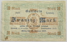 GERMANY 20 MARK 1919 KULMBACH #alb010 0127 - 20 Mark