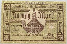 GERMANY 20 MARK 1918 KIRCHHEIM #alb002 0197 - 20 Mark