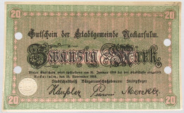 GERMANY 20 MARK 1918 NECKARSULM #alb002 0219 - 20 Mark