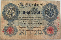 GERMANY 20 MARK 1910 #alb068 0073 - 20 Mark