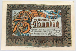 GERMANY 75 PFENNIG STAMMBACH 1921 #alb003 0239 - Autres & Non Classés